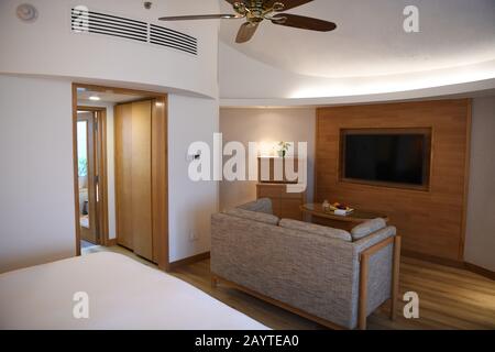 Premium Meerblick Cottage Zimmer im 5-Sterne Taj Fisherman's Cove Resort and Spa, Chennai, Indien Stockfoto