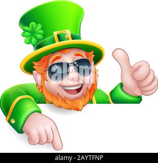 Leprechaun St Patricks Day Cool Cartoon Charakter Stock Vektor