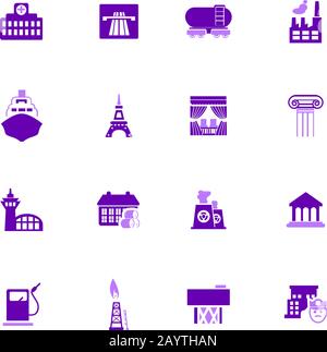 Die Infrastruktur der Stadt Symbole gesetzt Stock Vektor