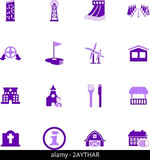 Die Infrastruktur der Stadt Symbole gesetzt Stock Vektor