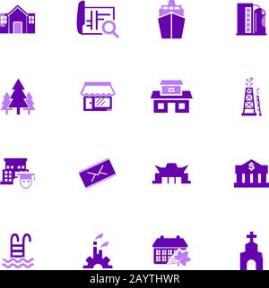 Die Infrastruktur der Stadt Symbole gesetzt Stock Vektor