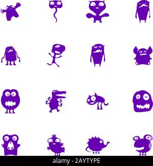 Monster Icons Set Stock Vektor