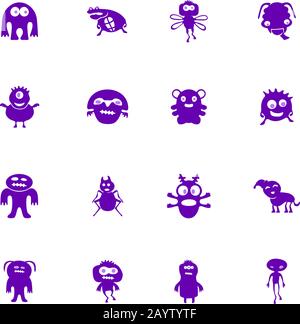 Monster Icons Set Stock Vektor