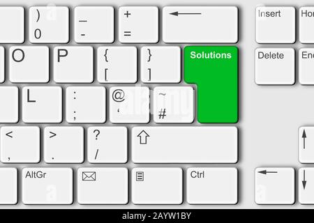 A Solutions Concept PC Tastatur Illustration Stockfoto