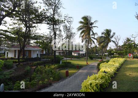 Premium Meerblick Cottage Zimmer im 5-Sterne Taj Fisherman's Cove Resort and Spa, Chennai, Indien Stockfoto