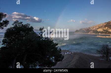 BURA Wind, Mittel-Dalmatien, Kroatien Stockfoto