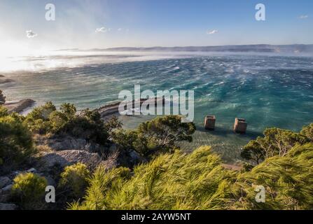 BURA Wind, Mittel-Dalmatien, Kroatien Stockfoto