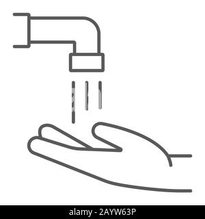Islamic Wudu Thin Line Icon, ramadan und islam, Händewaschzeichen, Vektorgrafiken, ein lineares Muster auf weißem Hintergrund, eps 10. Stock Vektor