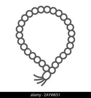 Misbaha Thin Line Icon, ramadan und Dhikr, muslim tasbih-Zeichen, Vektorgrafiken, ein lineares Muster auf weißem Hintergrund, eps 10. Stock Vektor