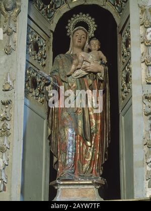 VIRGEN CON NIÑO - FINALES DEL SIGLO XVI Autor: Hernández JERONIMO. ORT: IGLESIA DE LA CONSOLACION. EL PEDROSO. Sevilla. JESUS KIND. JUNGFRAU MARIA. Stockfoto