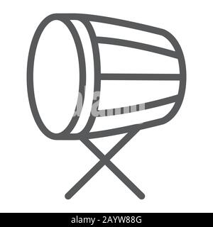 Ramadan kareem Bedug Line Icon, ramadan and islam, islamic Bedug Sign, Vektorgrafiken, ein lineares Muster auf weißem Hintergrund, eps 10. Stock Vektor