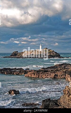 Godrevy Leuchtturm in der ST.ives Bucht, cornwall, england, großbritannien Stockfoto