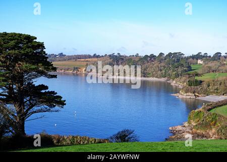 Blick über den Fluss helford von Mawnan smith in cornwall, england, Großbritannien. Stockfoto