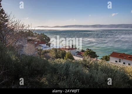 BURA Wind, Mittel-Dalmatien, Kroatien Stockfoto