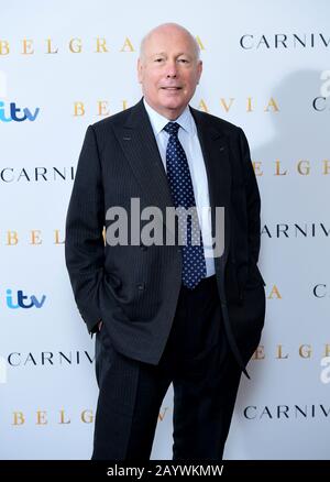 Julian Fellowes, der an der Belgravia Photocall im Soho Hotel in London teilnahm. Stockfoto