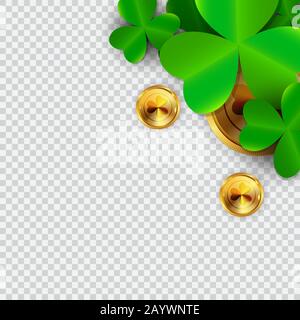 Happy Saint Patricks Day Hintergrund mit Klee Blätter. Vector Illustration Stock Vektor