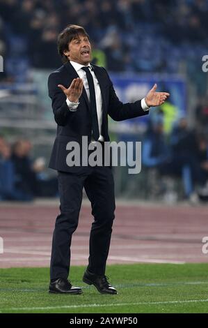 Rom, Italien. Februar 2020. Antonio Conte Coach Inter während SS Lazio gegen FC Internazionale, italienisches Serie-A-Fußballspiel in Rom, Italien, 16. Februar 2020 Kredit: Unabhängige Fotoagentur/Alamy Live News Stockfoto