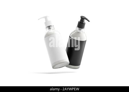 Leere Creme Flasche schwarz und weiß Etikett Mockup, keine Schwerkraft Stockfoto