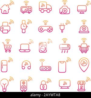 Symbol für das Symbol "Internet of Things" festgelegt. Vektor und Abbildung. Stock Vektor