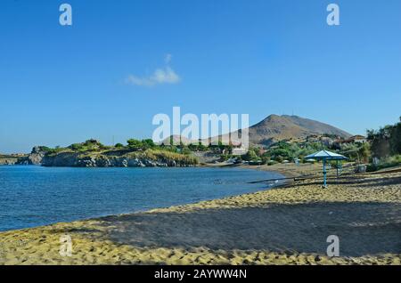 Griechenland, Strand in Myrina auf der Insel Lemnos Stockfoto