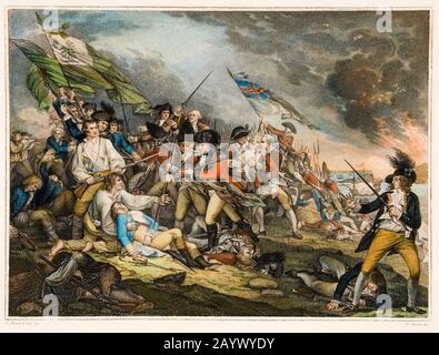 Der Tod von General Warren in der Schlacht am Bunker's Hill, Juni 17. 1775, Stich, 1795 von Pietro Zancon nach John Trumbull, Stockfoto
