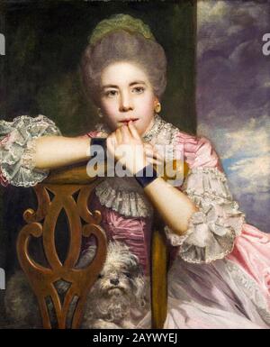 Sir Joshua Reynolds, Mrs Abington (1737-1815) als Miss Prue in 'Love for Love' von William Congreve, britische Schauspielerin, Porträtgemälde, 1711 Stockfoto