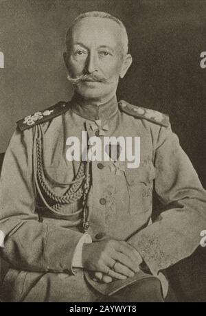 General Aleksei Alekseyevich Brusilow 1853-1926 war während des ersten Weltkriegs Kommandeur der Kaiserlich Russischen Armee und für die Brussilow-Offensive im Jahr 1916 verantwortlich, die zur Zerstörung der Österreichisch-Ungarischen Armee während der Offensive führte. Später schloss er sich den Bolschewiki an und half bei der Bildung der Roten Armee. Stockfoto