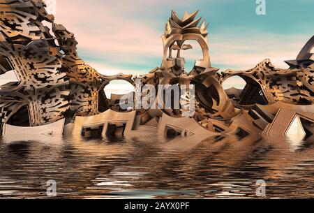 Virtuelle Landschaft mit Computerdesign für kreatives Design Stockfoto