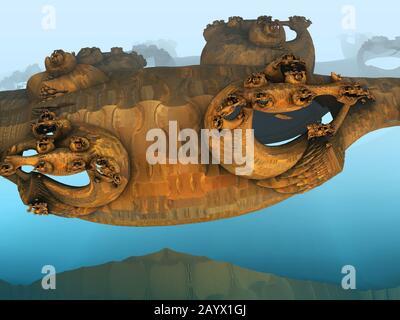 Virtuelle Landschaft mit Computerdesign für kreatives Design Stockfoto