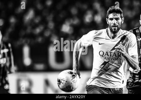 Federico Julian Fazio (Roma) während des italienischen Serie-A-Spiels zwischen Atalanta 2-1 Roma im Gewiss Stadium am 15. Februar 2020 in Bergamo, Italien. (Foto von Maurizio Borsari/AFLO) Stockfoto