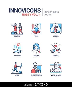 Hobby und Aktivitäten - Line Design style Icons einstellen Stock Vektor