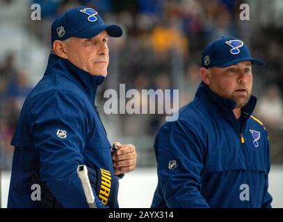 Stanley Cup - St. Louis Blues begrüsste die Fans mit einer Praxis an Ihrer Ausbildungsstätte in Maryland Heights Samstag, Sept. 14, 2019. Stockfoto