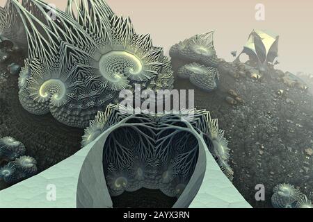 Virtuelle Landschaft mit Computerdesign für kreatives Design Stockfoto