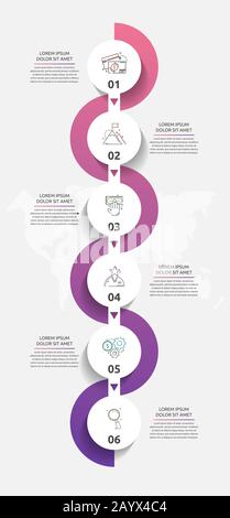 Vector template Kreis Infografiken. Business Konzept mit 6 Optionen und Teile. Sechs Schritte für Inhalt, Graphen, Diagramme, Diashow Stock Vektor