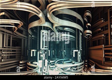 Virtuelle Landschaft mit Computerdesign für kreatives Design Stockfoto