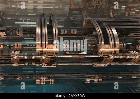 Virtuelle Landschaft mit Computerdesign für kreatives Design Stockfoto