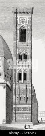 Kathedrale von Florenz, Giotto's Campanile, Piazza del Duomo, Florenz, Italien. Stockfoto