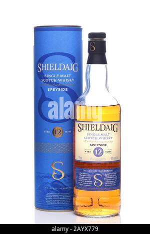 Irvine, KALIFORNIEN - 23. MAI 2018: Eine Flasche Shieldaig Single Malt Scotch Whiskey, produziert von Ian Macleod Distillers Ltd., Broxburn, Schottland. Stockfoto