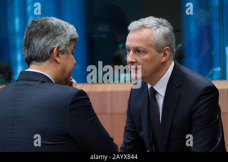 Brüssel, Belgien. Februar 2020. Der Vorsitzende der Eurogruppe Mario Centeno nimmt an einem Treffen der Finanzminister der Eurozone Teil. Credit: Alexandros MICHAILIDIS/Alamy Live News Stockfoto