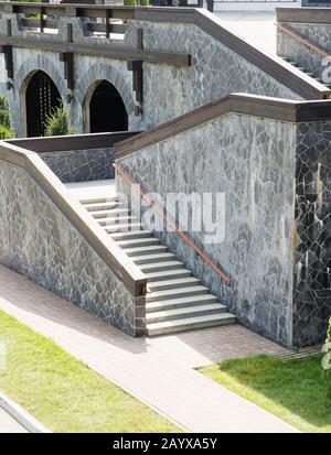 Leere Steintreppe. Treppen Aus Granit Stufen Graue Farbe. Stockfoto