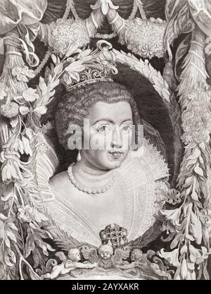 Anne von Österreich, 1601 - 1666. Königin Consort von Frankreich und Regentin für ihren Sohn Ludwig XVI. Von Frankreich. Aus dem 17. Jahrhundert nach einer Arbeit von Peter Paul Rubens. Stockfoto