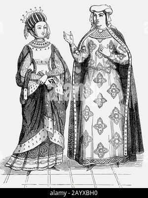 Blanche von Kastilien mit Margaret of Provence, Queens of France, 13. Jahrhundert Stockfoto