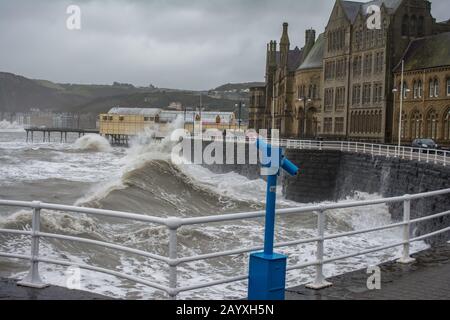 Sorm Ciara Aberystwyth West Wales Stockfoto