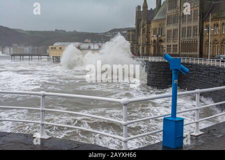 Sorm Ciara Aberystwyth West Wales Stockfoto