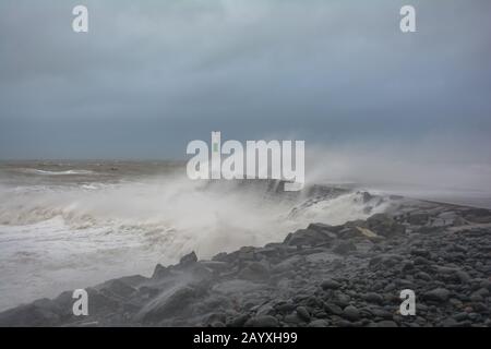 Sorm Ciara Aberystwyth West Wales Stockfoto