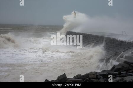 Sorm Ciara Aberystwyth West Wales Stockfoto