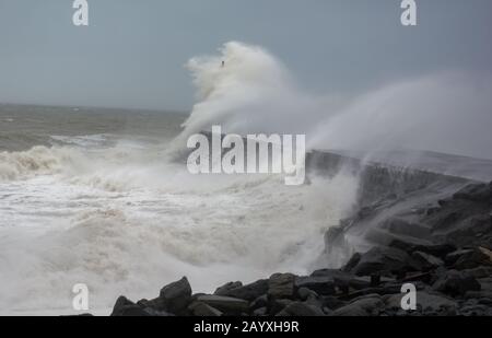 Sorm Ciara Aberystwyth West Wales Stockfoto