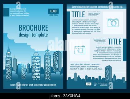 Bauunternehmen Business Broschüre Vektor Vorlage. Broschürenvorlage für Bauunternehmen und Bauunternehmen Gebäudeillustration Stock Vektor