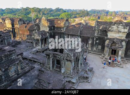 Tempelanlage Angkor Wat, Siem Reap, Kambodscha, Asien Stockfoto