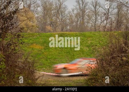 Sveta Nedjelja, Kroatien - 24. November 2019. Lange Präsenz von Rallye-Auto während der 10. Rallye Show Santa Domenica. Stockfoto
